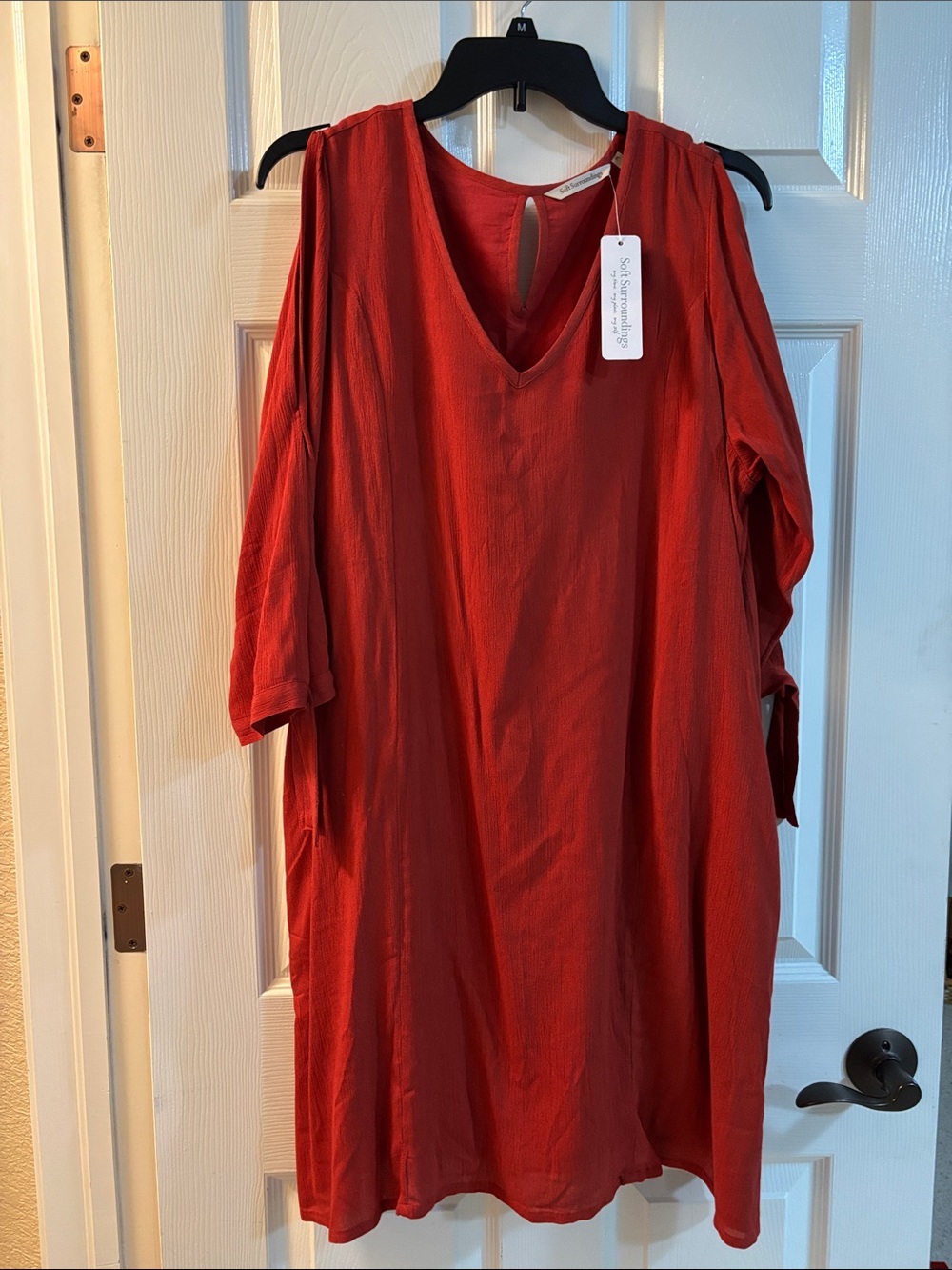 Soft Surroundings Rust Red V-Neck Cold-Shoulder Tunic